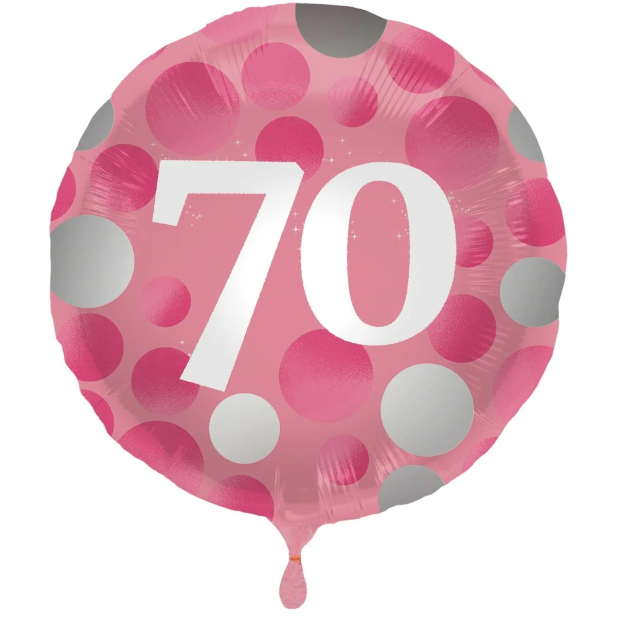 Folieballon Glossy Pink 70 Jaar - 45cm