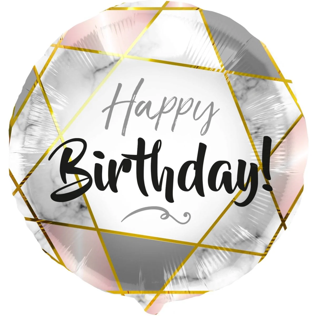 Folieballon 'Happy Birthday' Marmer - 45cm