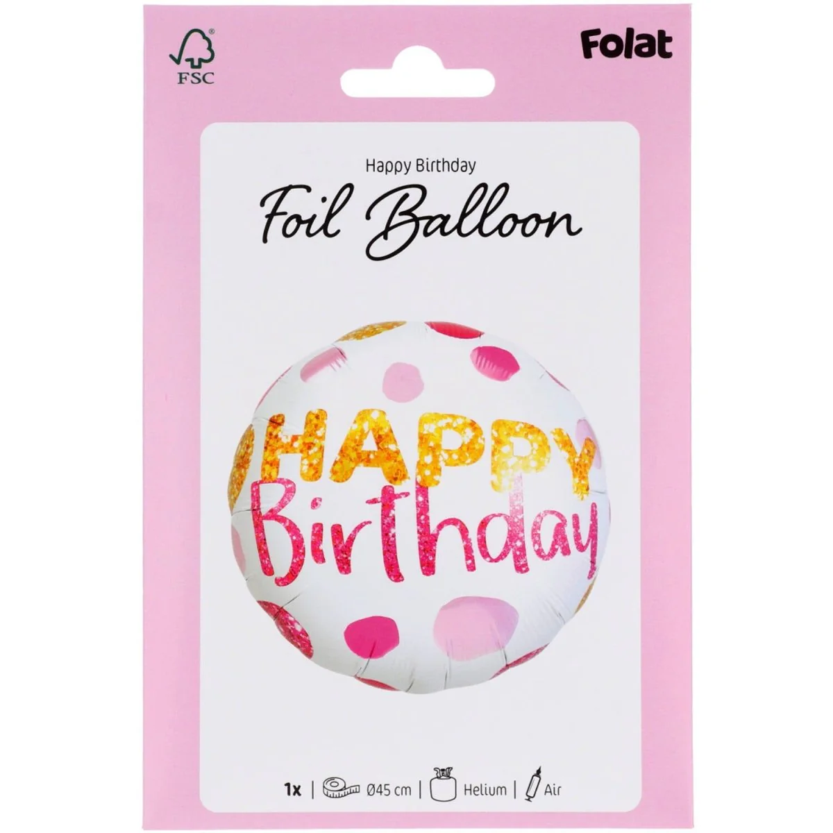 Folieballon 'Happy Birthday!' Stippen - 45cm - Image 2