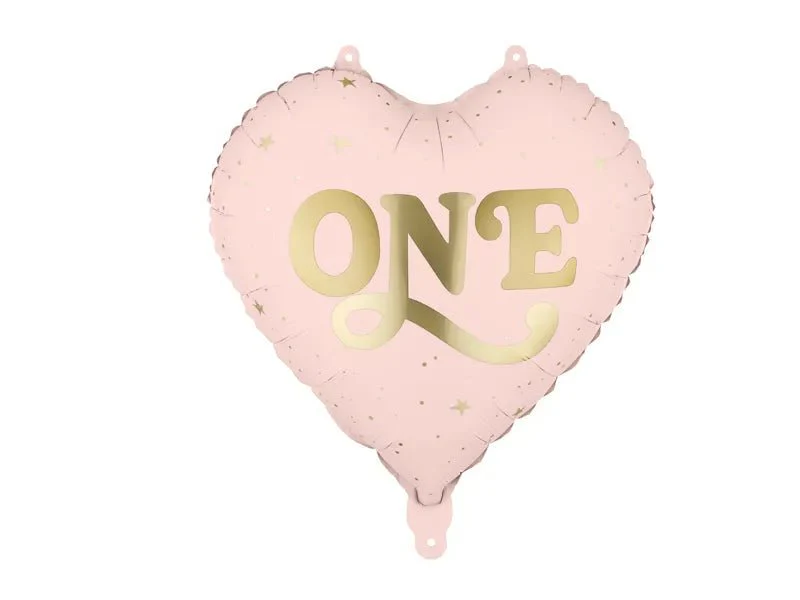 Folieballon Hart ''One'', 45 cm, lichtroze