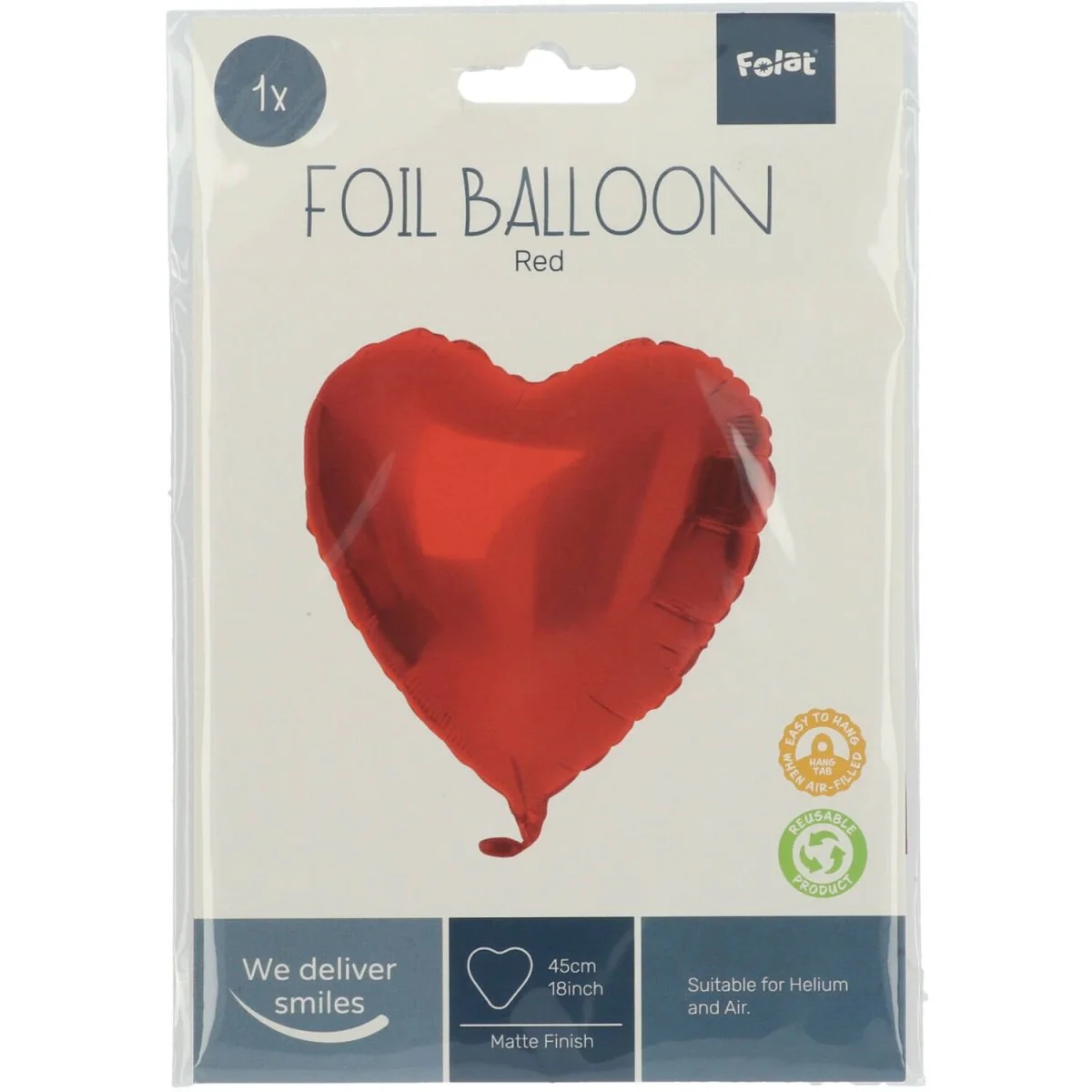 Folieballon Hartvormig Rood Metallic Mat - 45 cm - Image 2