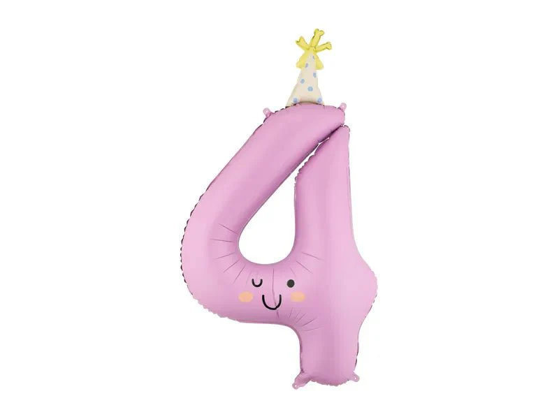Folieballon met het cijfer "4", 86 cm, lavendelkleurig