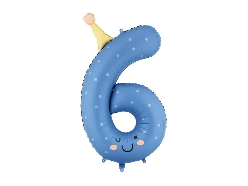 Folieballon met het cijfer "6", 86 cm, blauw