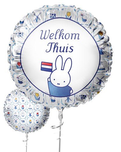 Folieballon ’Welkom Thuis’ Nijntje Delfts Blauw – Ø45 cm