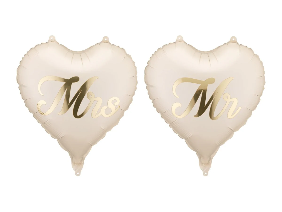 Folieballonnen hartjes MR en MRS, 45 cm, mix