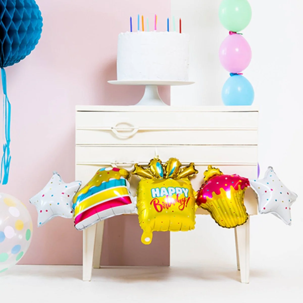 Folieballonnen Slinger 'Happy Birthday' - 2 stuks - Image 2