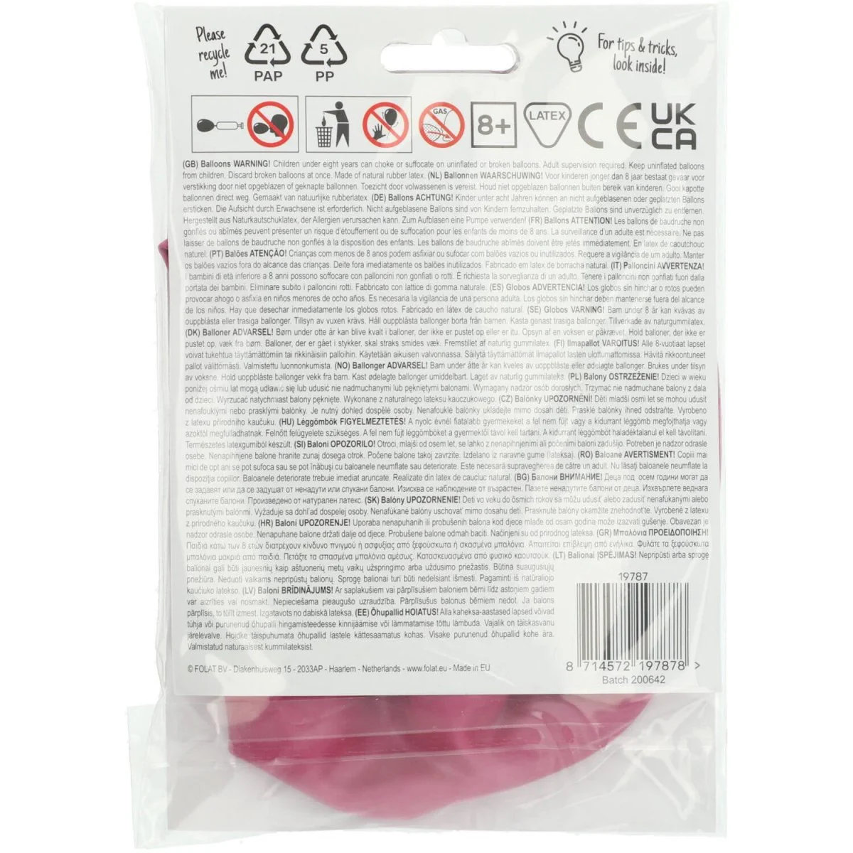 Fuchsia Ballon Metallic Fuchsia Pink 80cm - Image 3