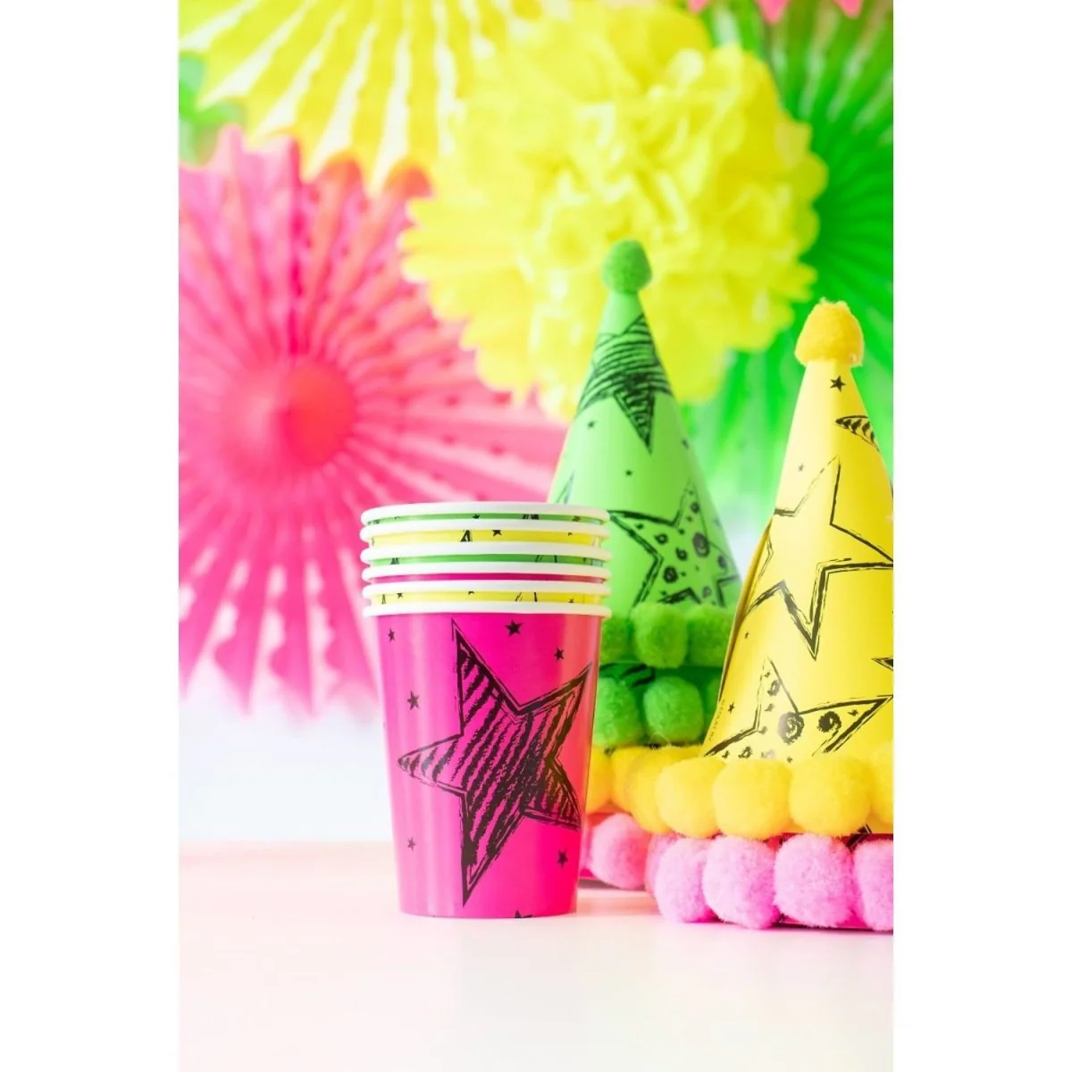 Gekleurde Neon Bekers 250ml 6st - Image 2