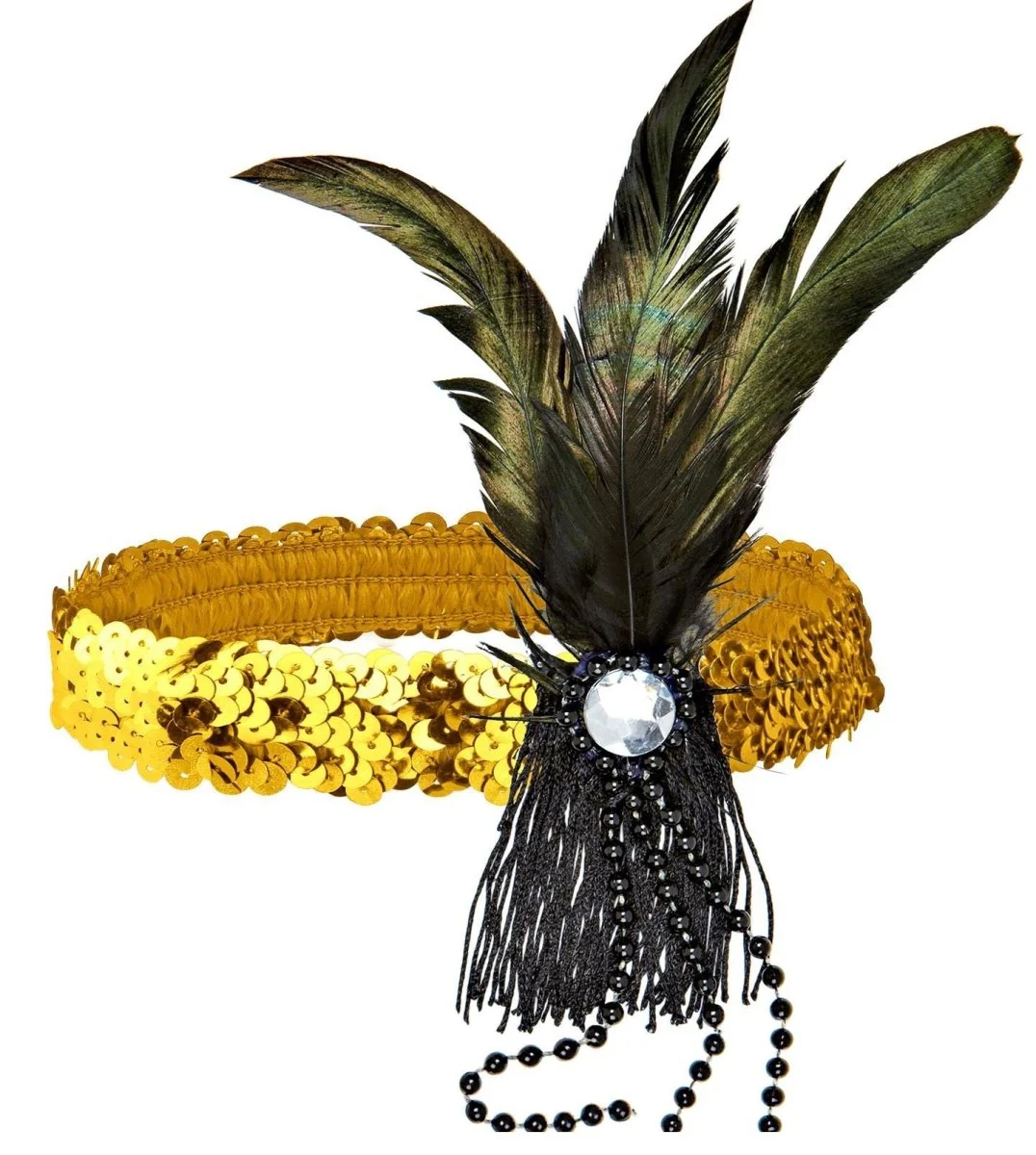 Gouden Hoofdband Pailletten Met Veren - Image 4