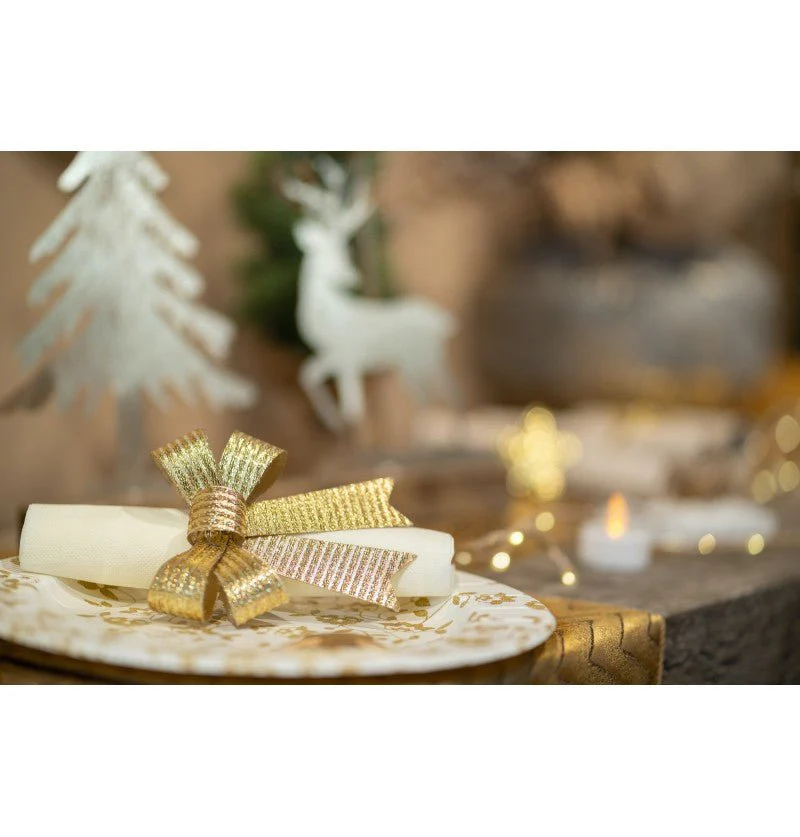 Gouden Strik Glitters Strepen 10cm 3st - Image 2
