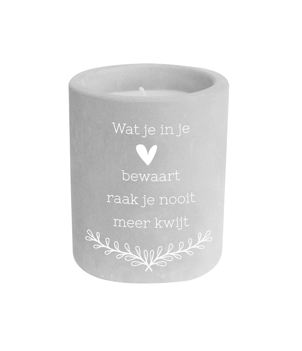 Grijze Cement Kaars In Je Hart 8cm