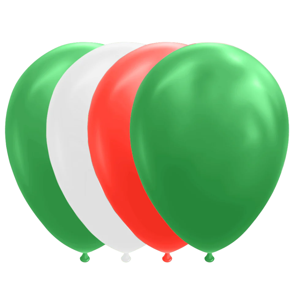 Groen Wit Rode Ballonnen 30cm 10st