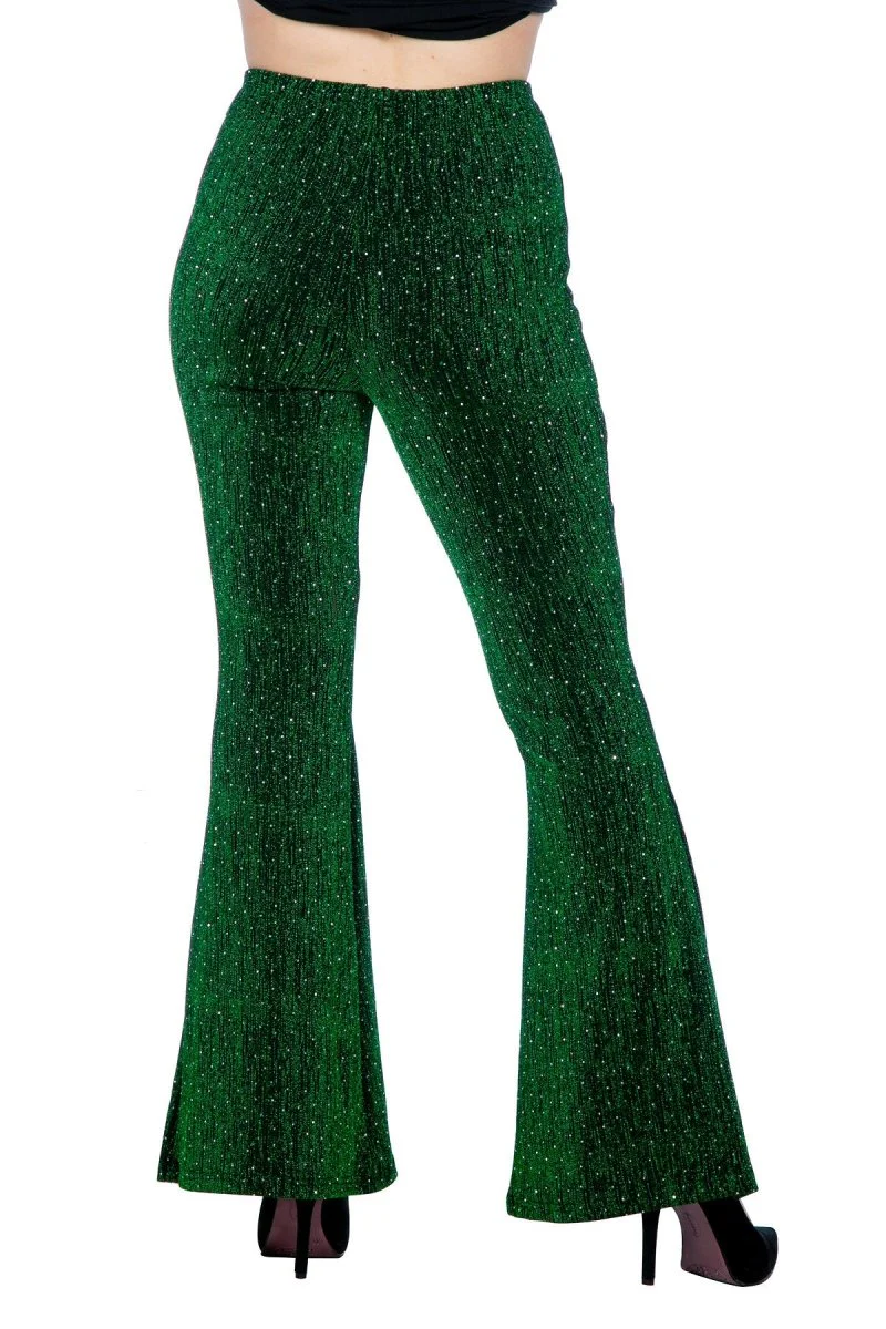 Groene Broek Dames Flared Glitter - Image 3