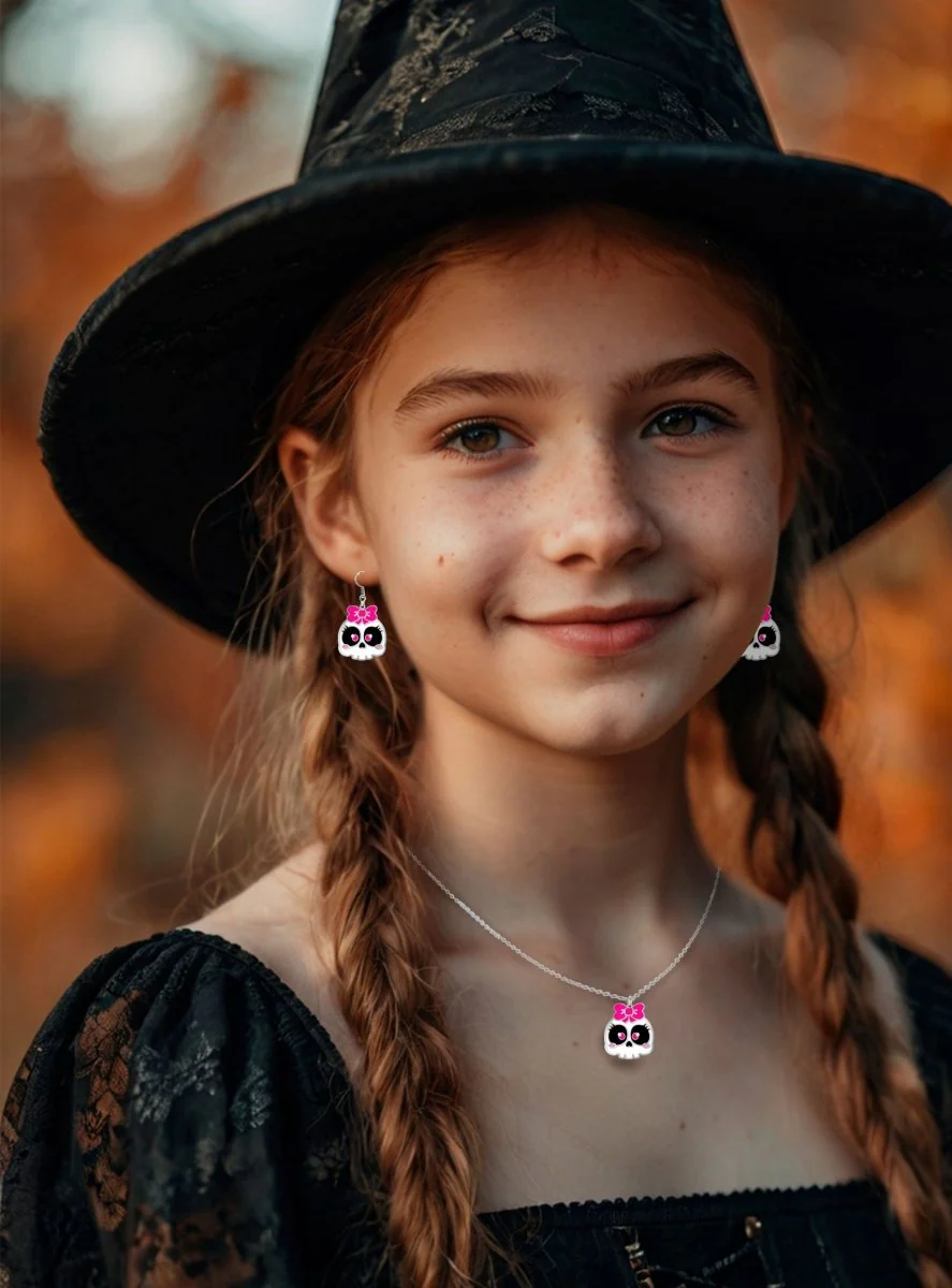 Halloween Accessoireset Ketting En Oorbellen Schedel - Image 3