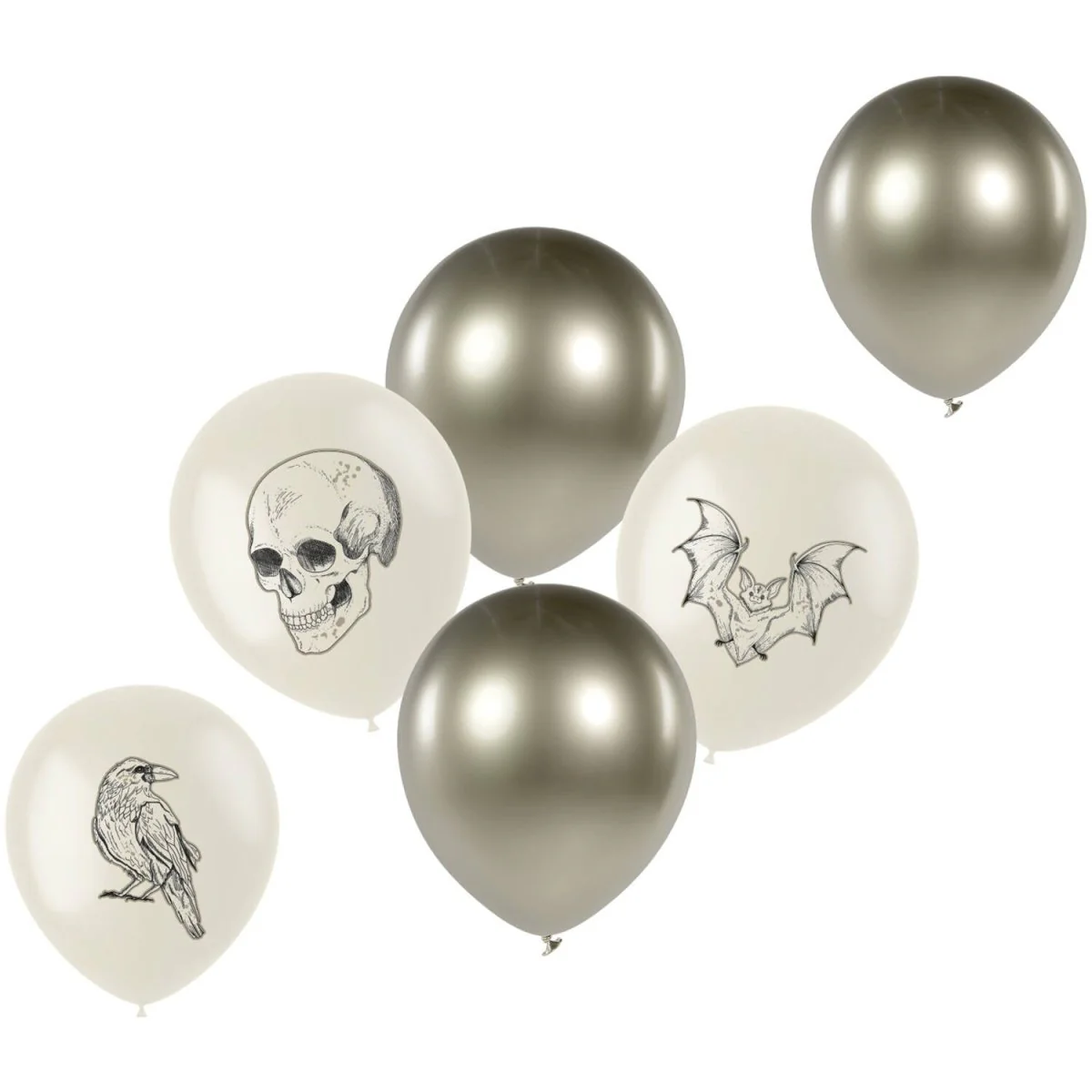 Halloween Ballonnen Wit Zilver 33cm 6st - Image 2