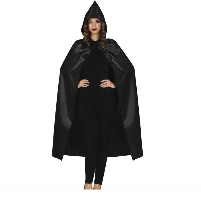 Halloween Cape Zwart Glanzend 1,2m - Image 3