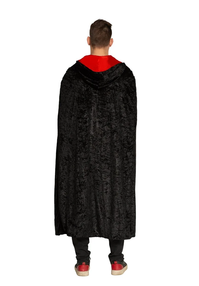 Halloween Cape Zwart Rood Deluxe - Image 3
