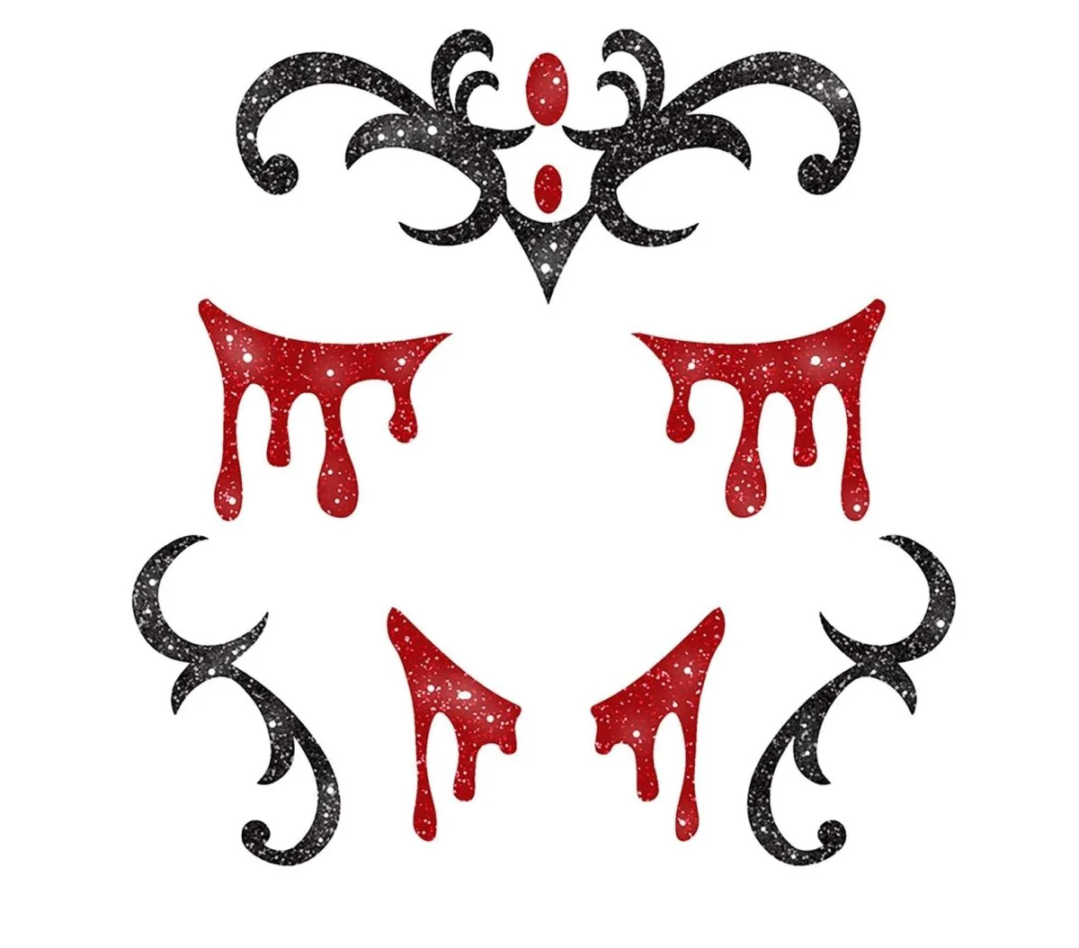 Halloween Gezicht Stickers Vampier Glitter 20cm - Image 3