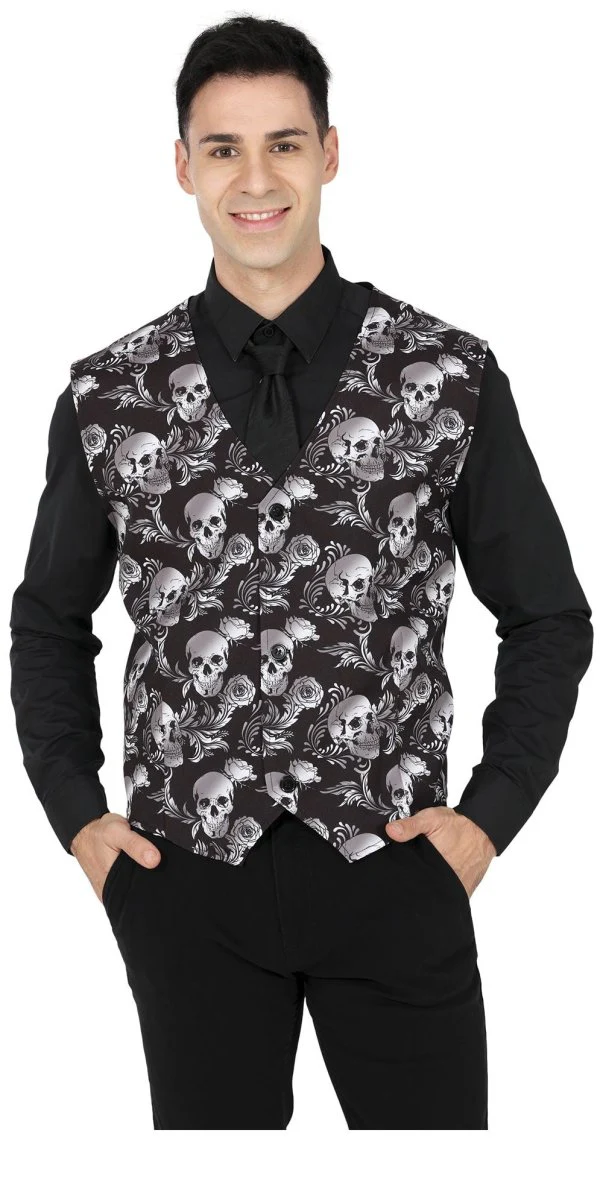 Halloween Gilet Heren Schedels - Image 2