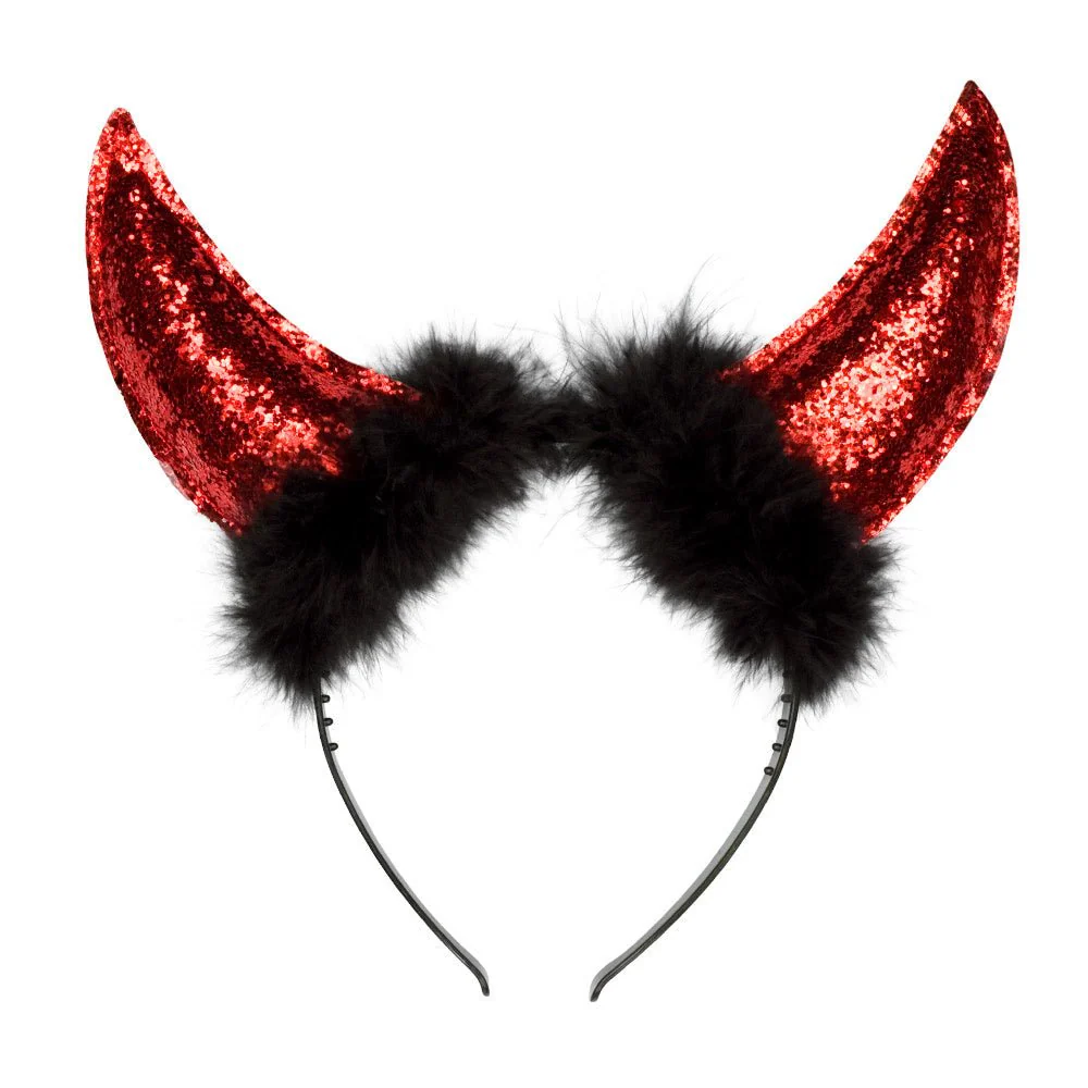 Halloween Haarband Duivel Glitter Rood - Image 2