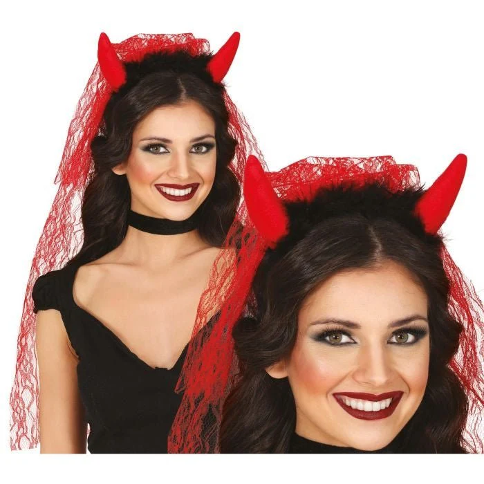 Halloween Haarband Duivel Met Sluier - Image 2