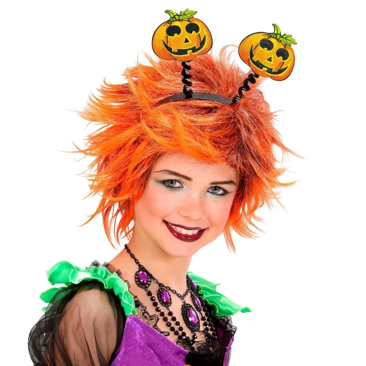 Halloween Haarband Groen Oranje Pompoenen - Image 3