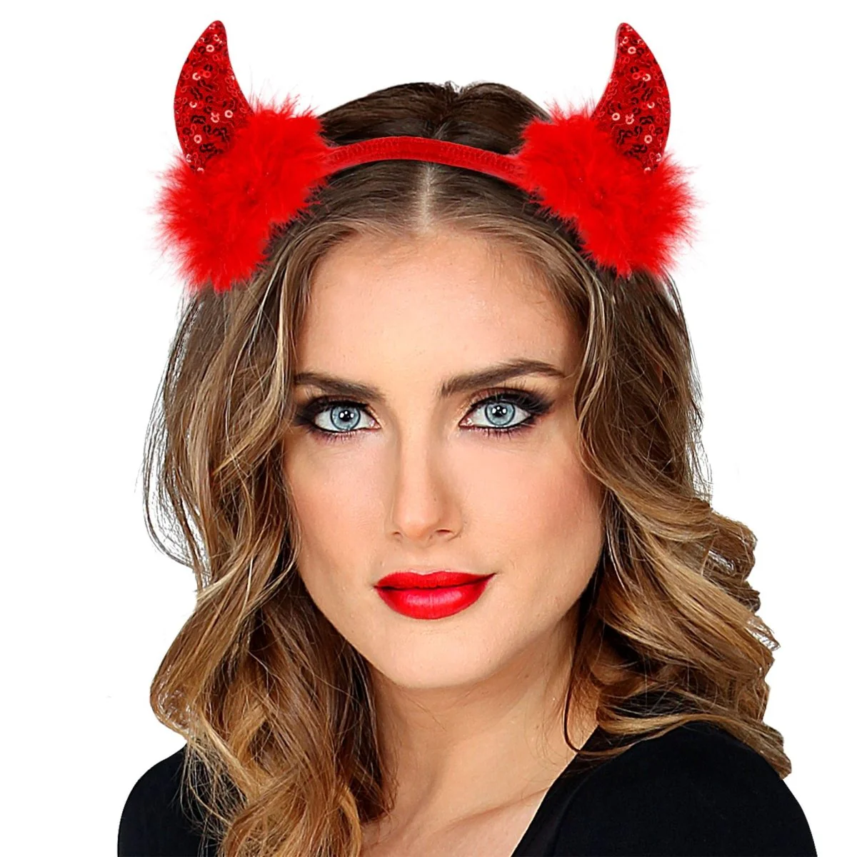 Halloween Haarband Rood Duivel Glitters - Image 3