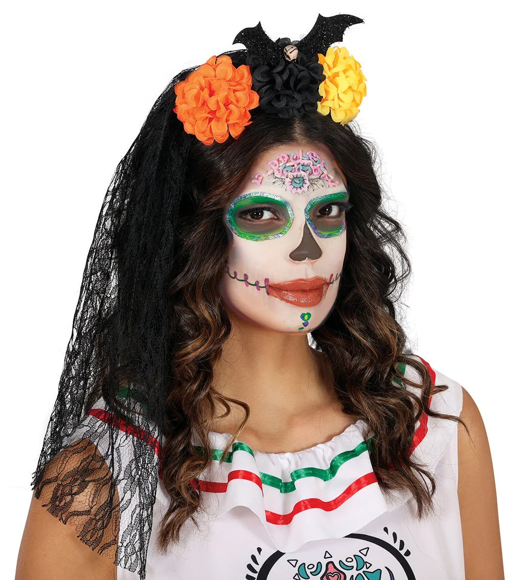 Halloween Haarband Sluier En Bloemen