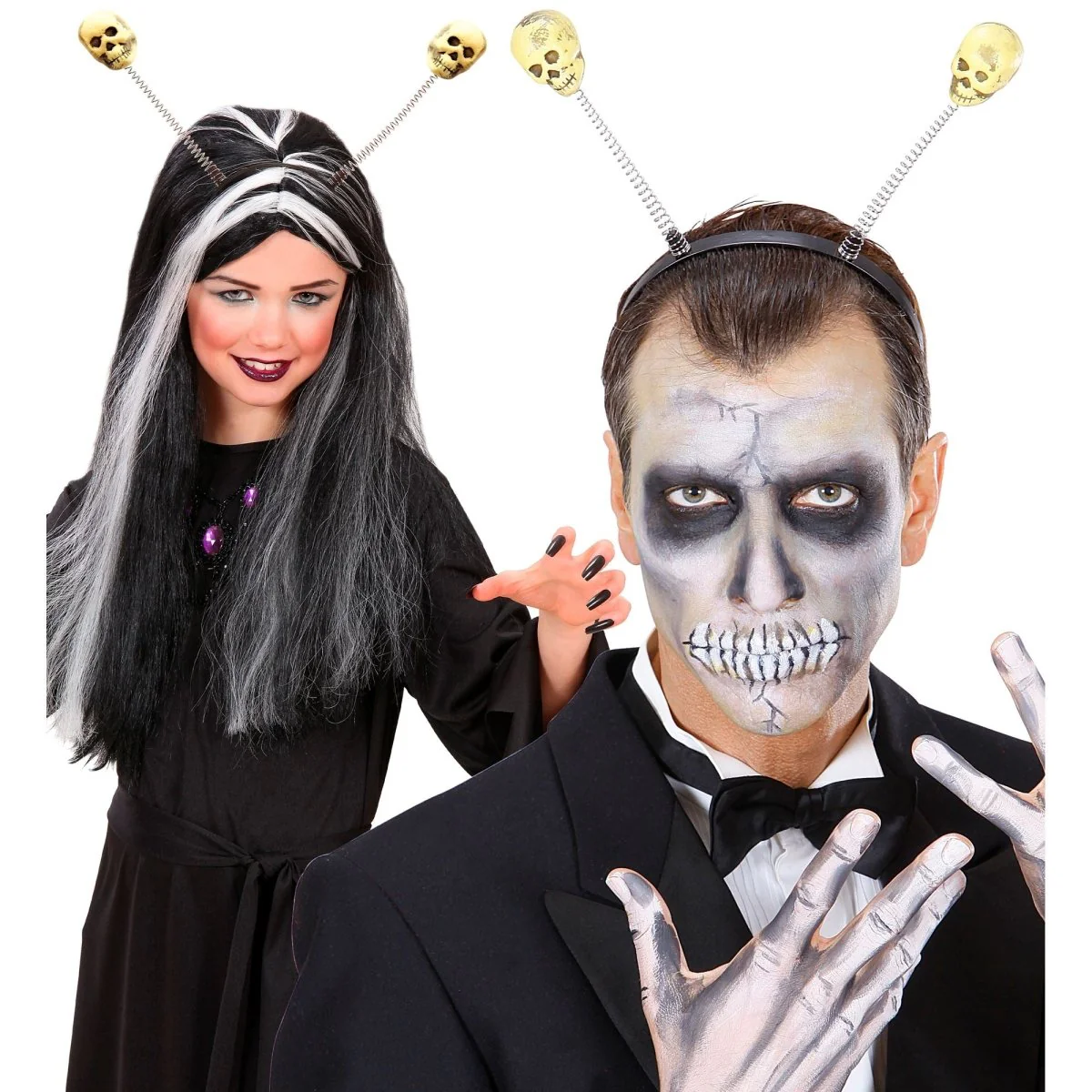 Halloween Haarband Wit Schedels - Image 2