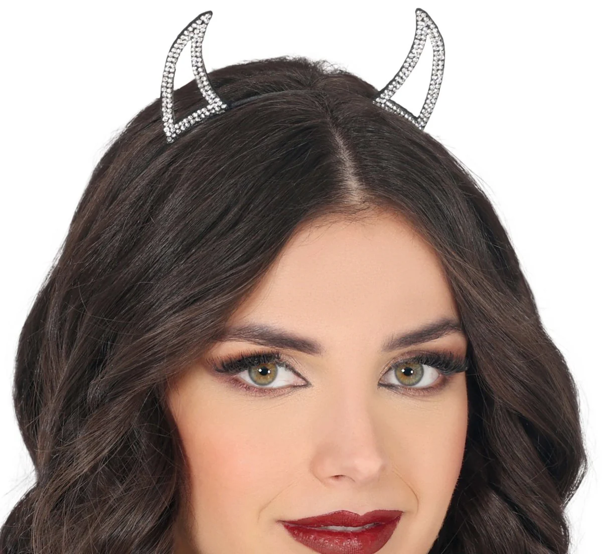 Halloween Haarband Zilver Duivel Met Strass Steentjes