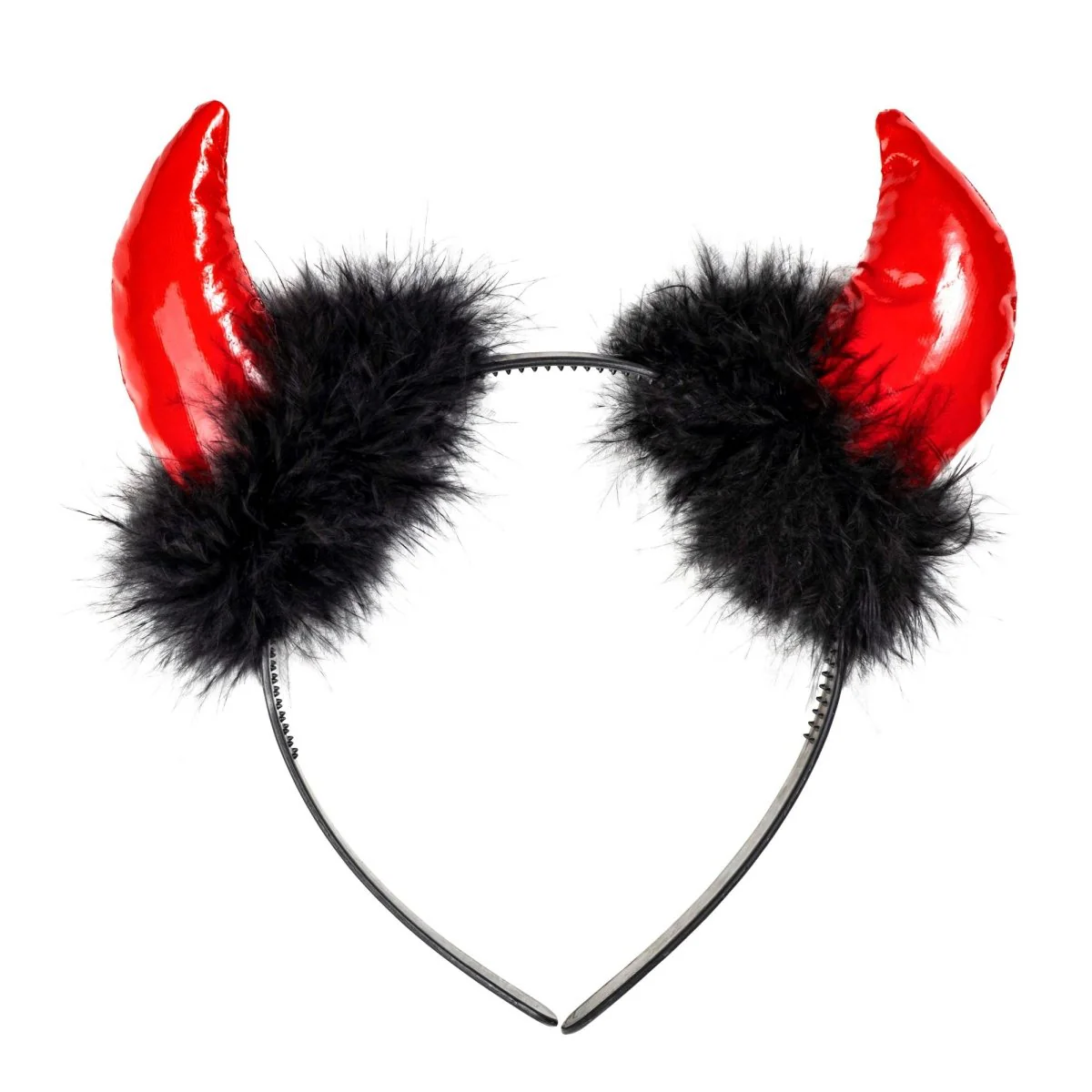 Halloween Haarband Zwart Rood Duivel Met Veren