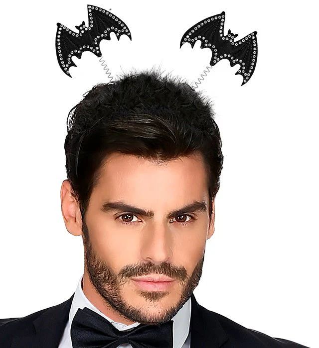 Halloween Haarband Zwart Vleermuis Glitter - Image 4
