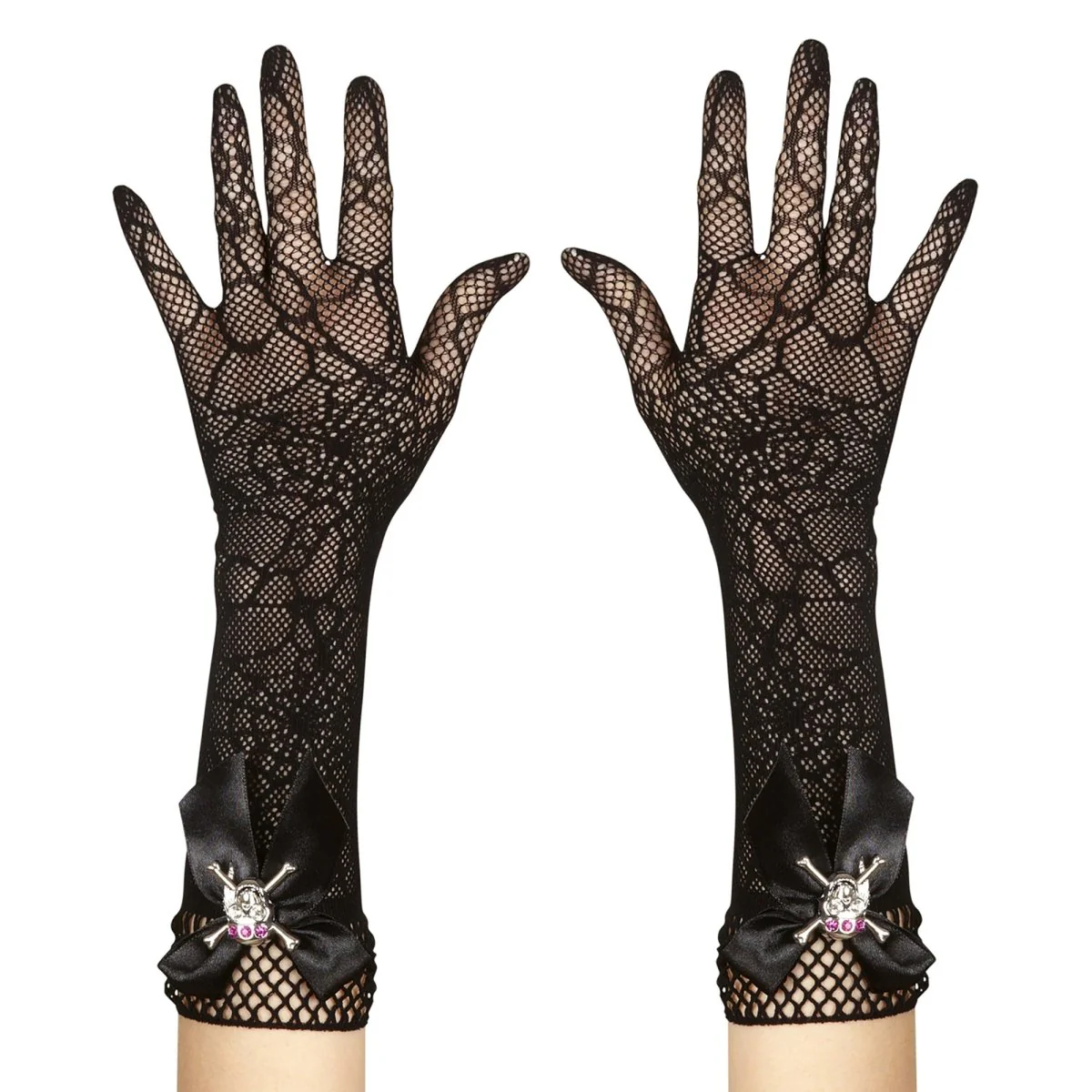 Halloween Handschoenen Spinnenweb En Schedel