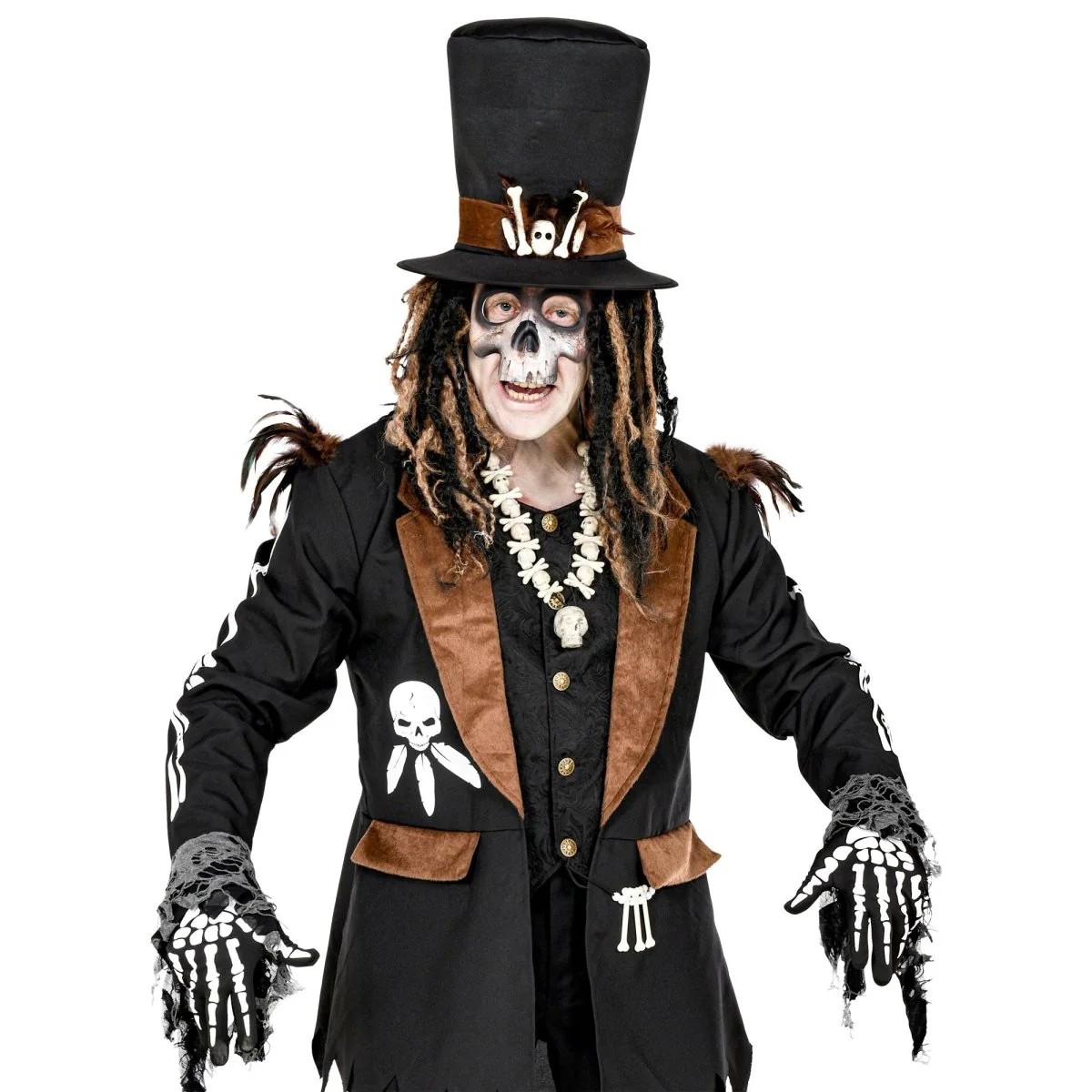 Halloween Handschoenen Wit Zwart Skelet - Image 4