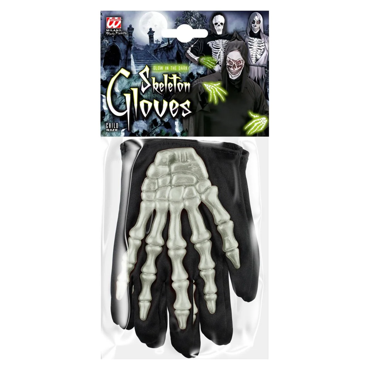 Halloween Handschoenen Zwart Wit Skelet - Image 3