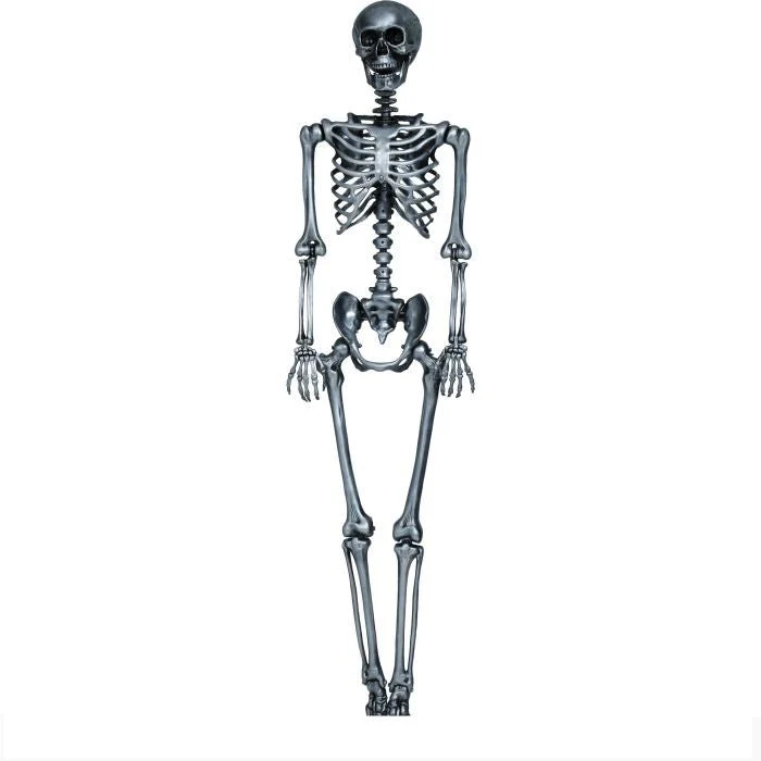 Halloween Hangdecoratie Zilver Skelet 1,6m - Image 2