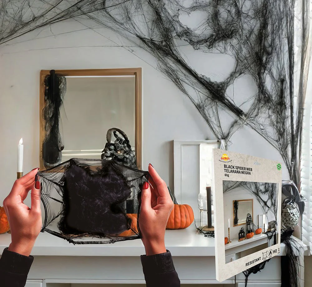Halloween Hangdecoratie Zwart Spinnenweb 60gr - Image 6