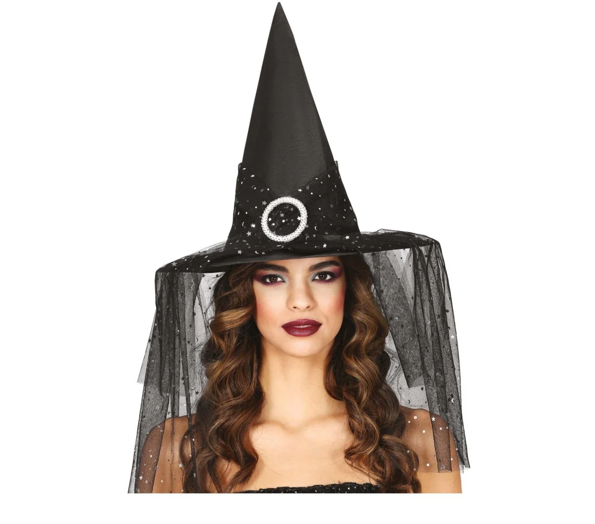 Halloween Heksenhoed Met Sluier En Sterren - Image 2