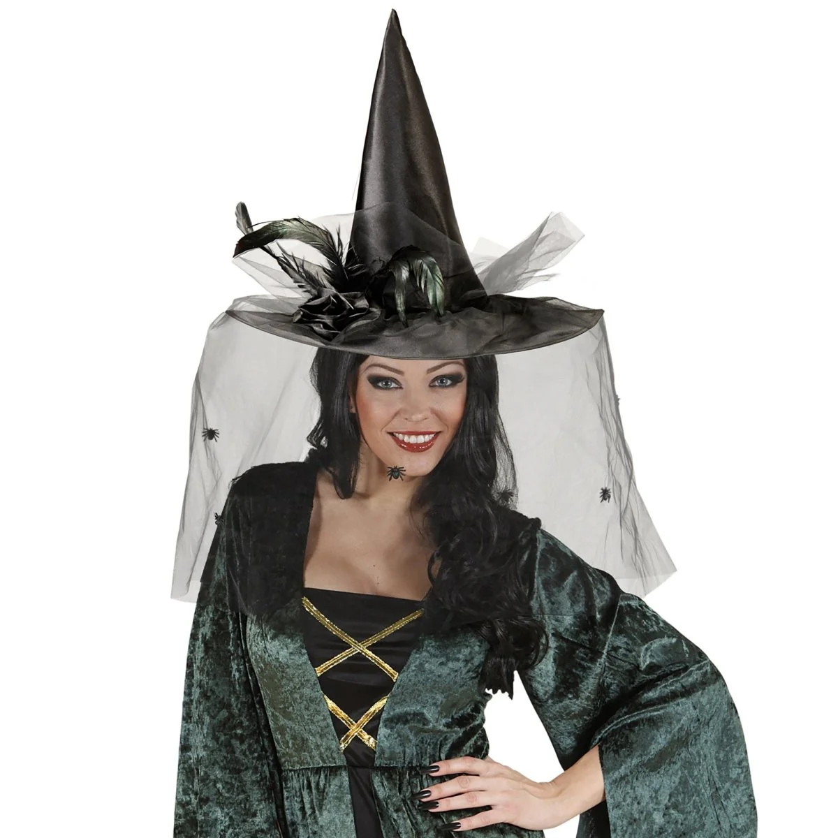 Halloween Heksenhoed Zwart Sluier - Image 3