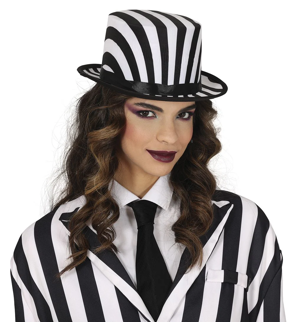 Halloween Hoed Zwart Wit Gestreept - Image 2