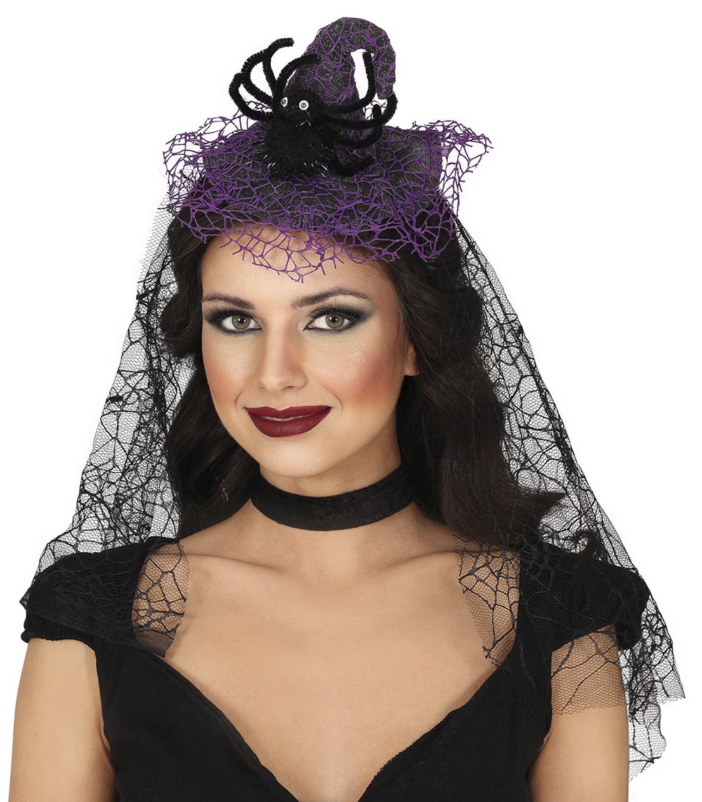 Halloween Hoofdband Heks Met Sluier - Image 2