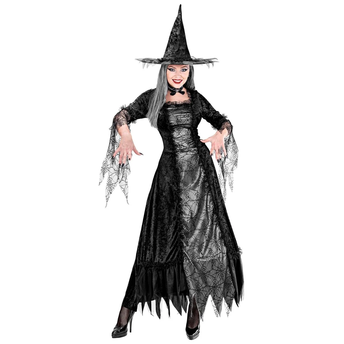 Halloween Jurk Dames Heks Spinnenweb