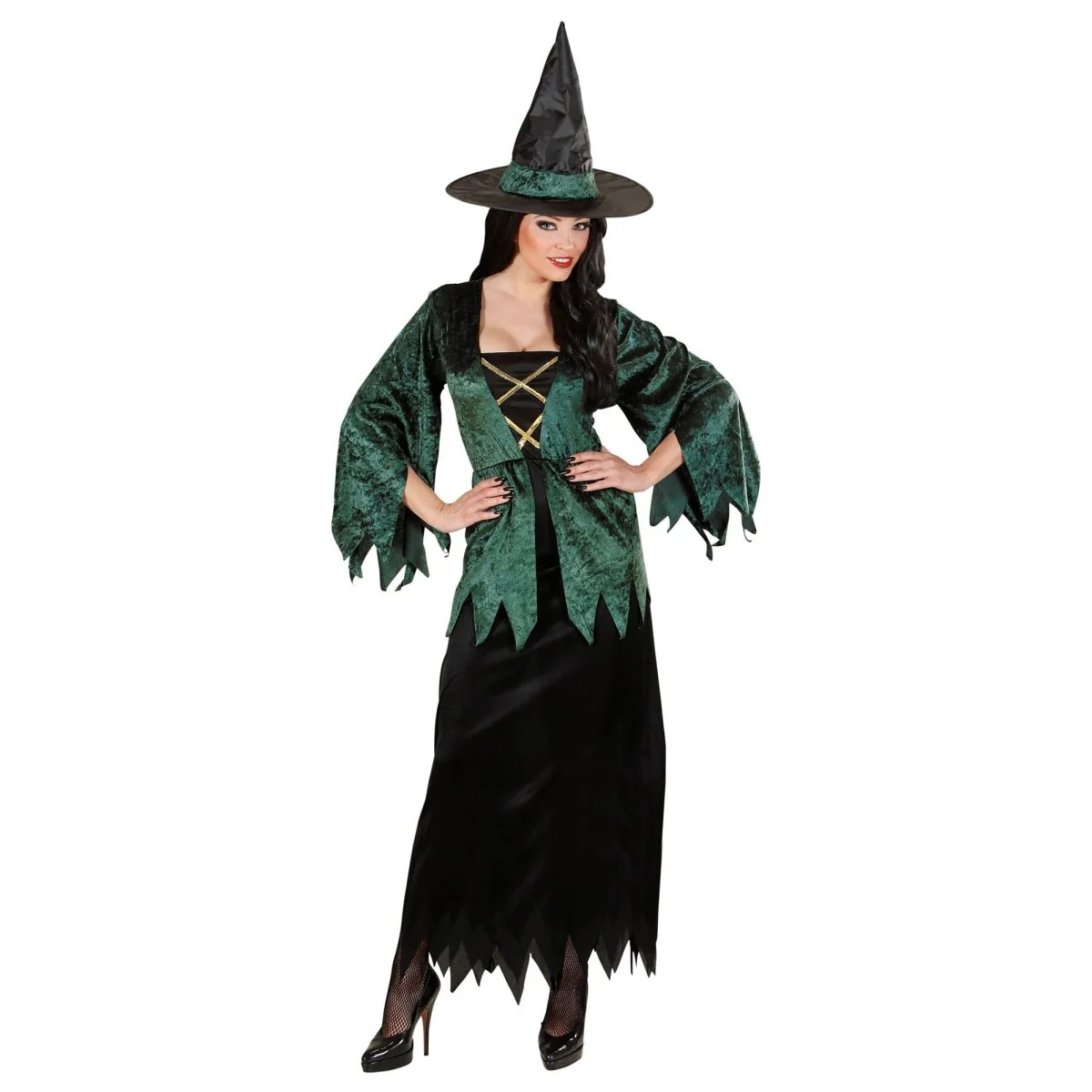 Halloween Jurk Groen Dames Heks - Image 2