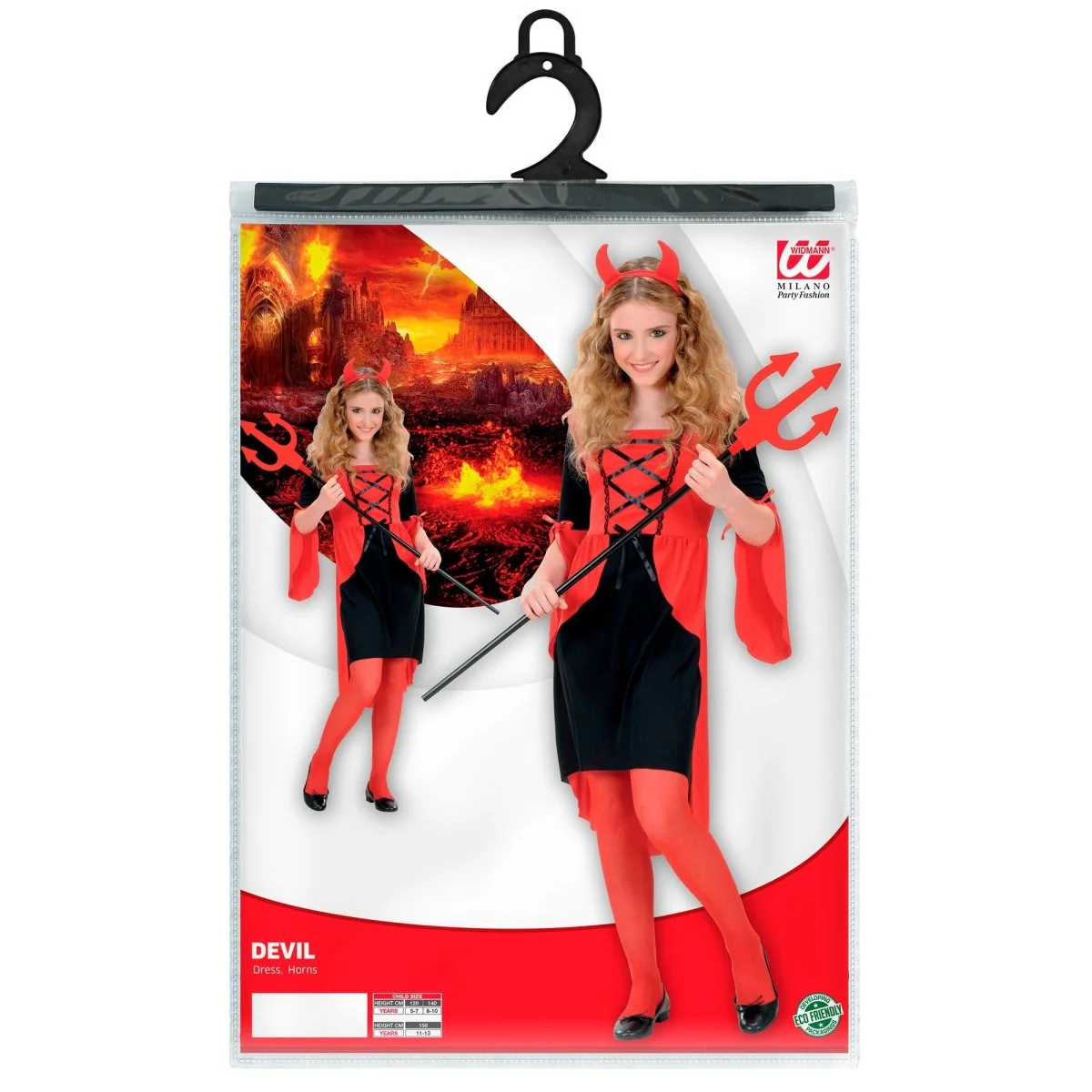 Halloween Jurk Rood Meisje Duivel - Image 2