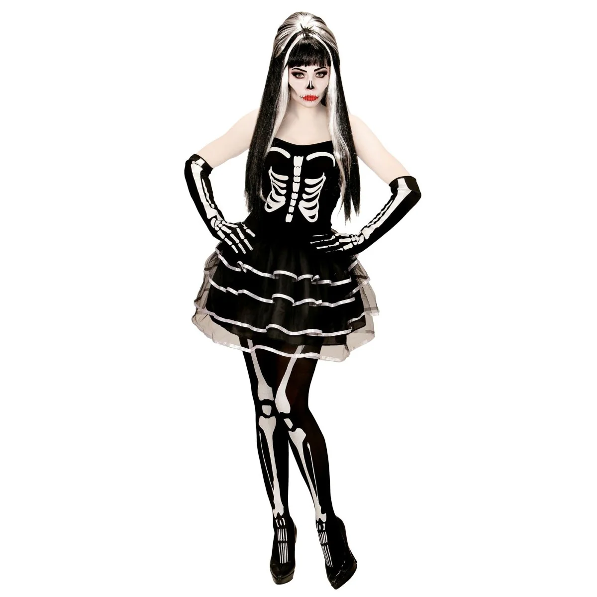 Halloween Jurk Wit Zwart Dames Skelet