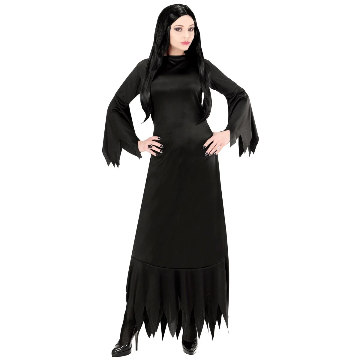 Halloween Jurk Zwart Dames Mortisia Lang