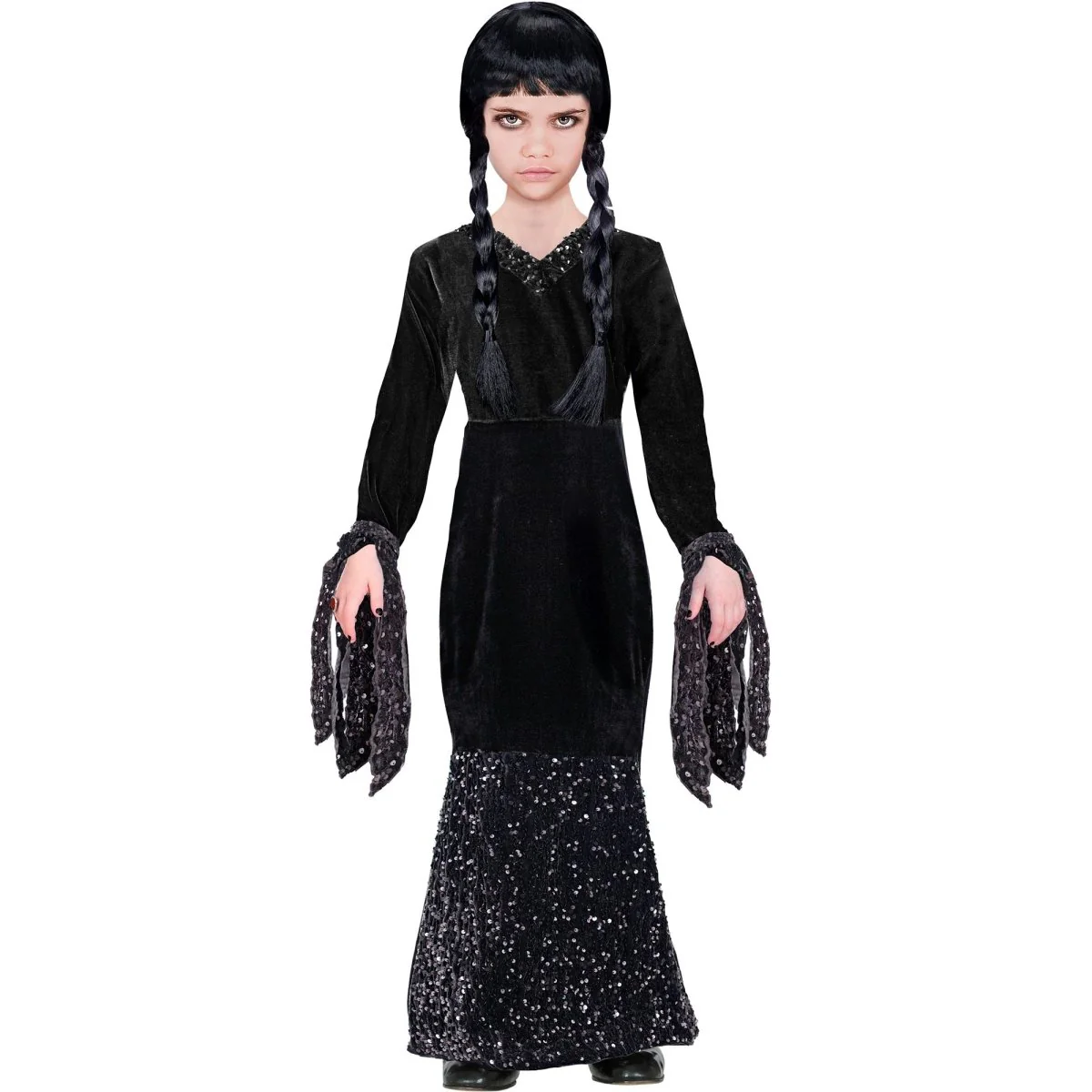 Halloween Jurk Zwart Meisje Lang - Image 3