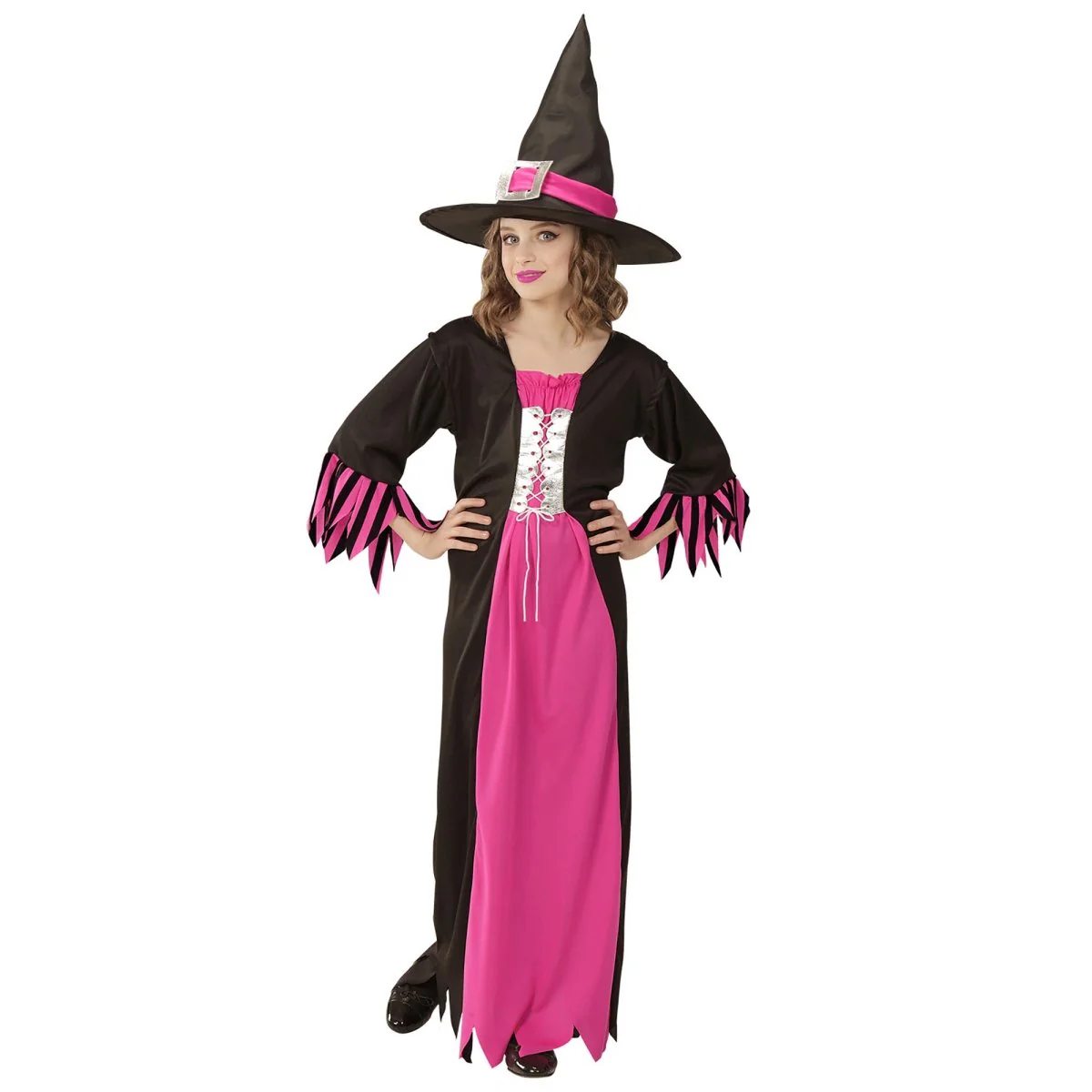 Halloween Jurk Zwart Roze Meisje Heks - Image 2