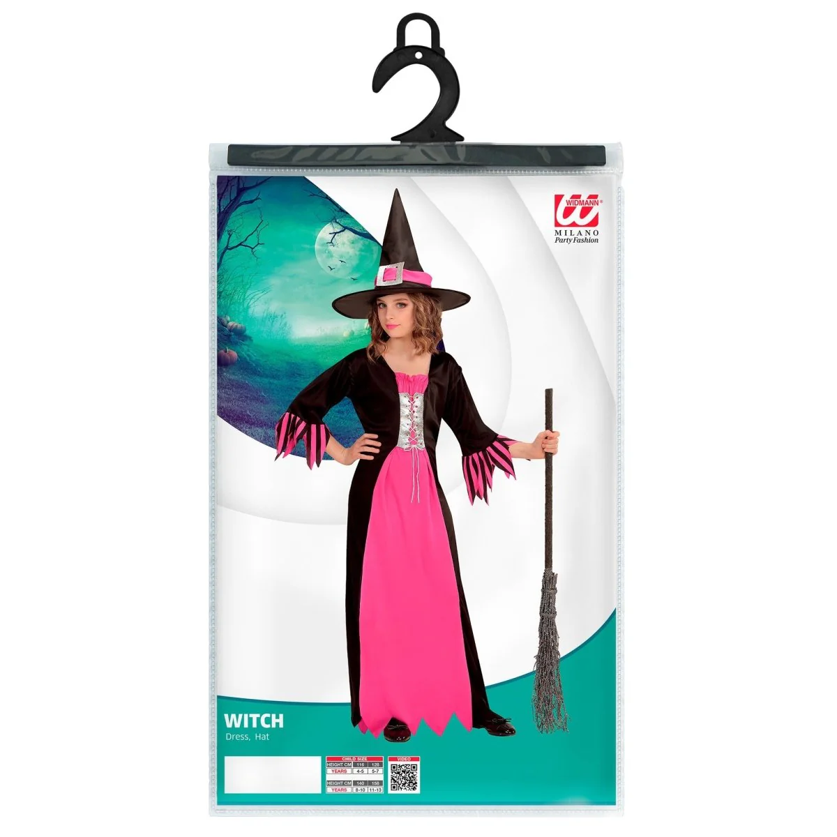 Halloween Jurk Zwart Roze Meisje Heks - Image 3