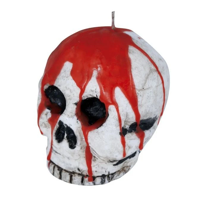 Halloween Kaars Bloederig Schedel 10cm - Image 2